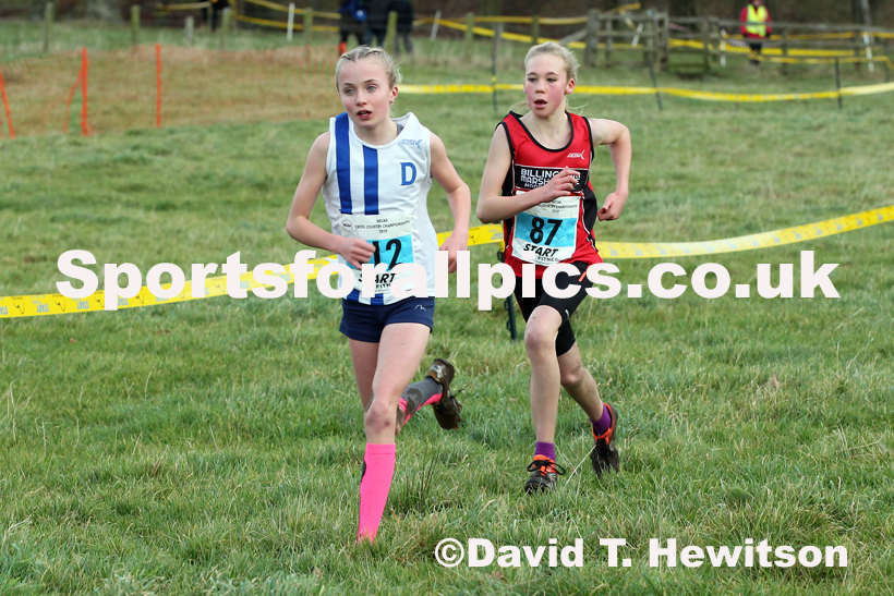 Girls under-13s cross country, 2019 North Eastern Cross Country Champs., Alnwick, Northumberland.  Photo: David T. Hewitson/Sports for All Pics